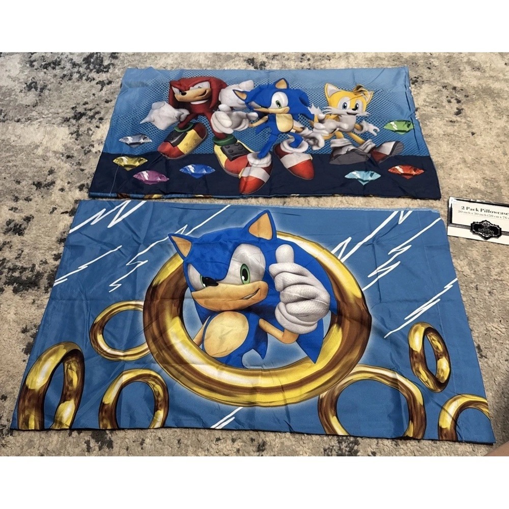 Sonic The Hedgehog Pair Of Pillowcases Pillowcase Boys Microfiber New